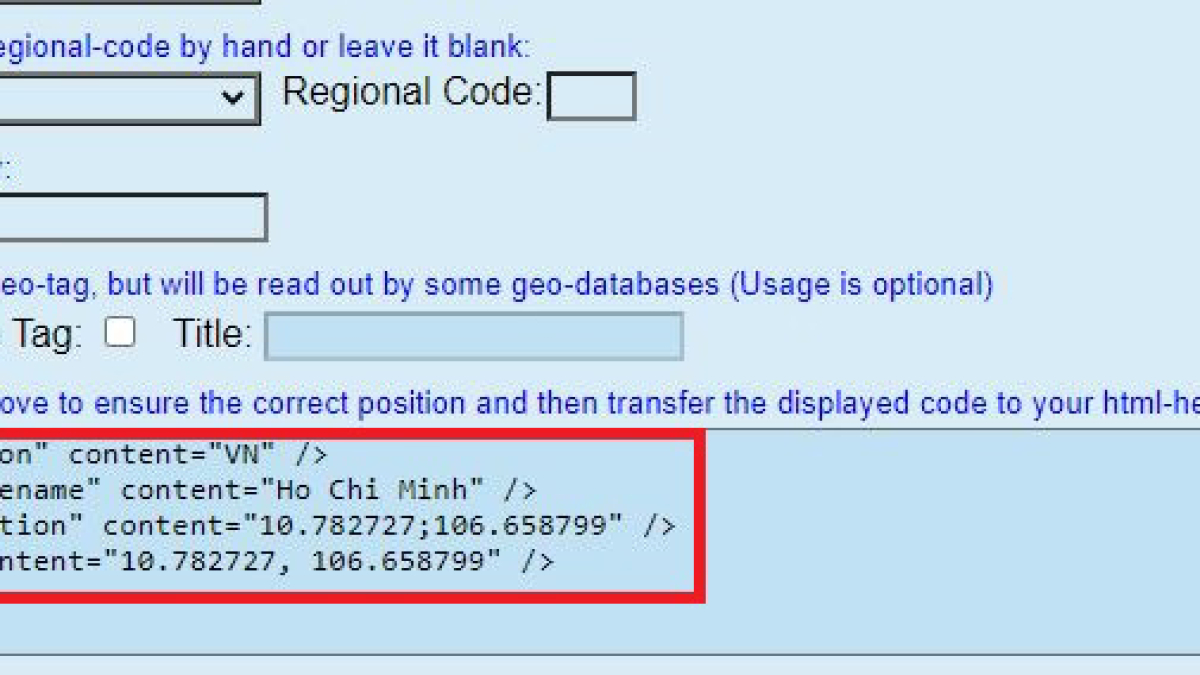 Meta GEO là thẻ dùng để chỉ định về thông tin địa lý