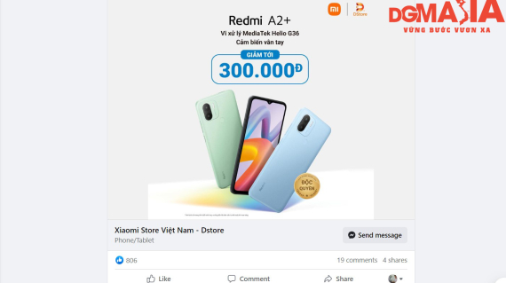 Một mẫu quảng cáo nhắn tin để thu hút sự sự tương tác qua Facebook Messenger của một thương hiệu bán điện thoại di động