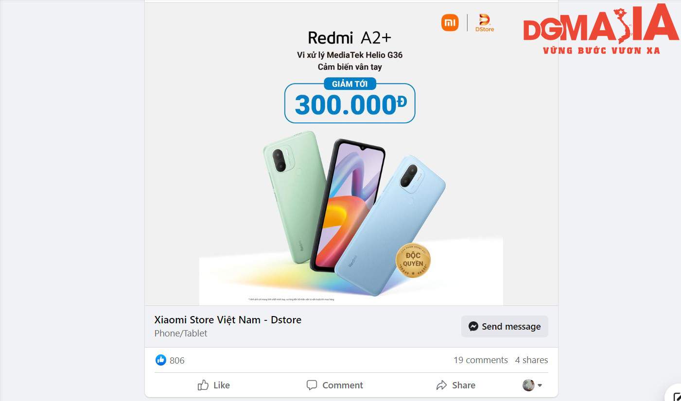 Một mẫu quảng cáo nhắn tin để thu hút sự sự tương tác qua Facebook Messenger của một thương hiệu bán điện thoại di động