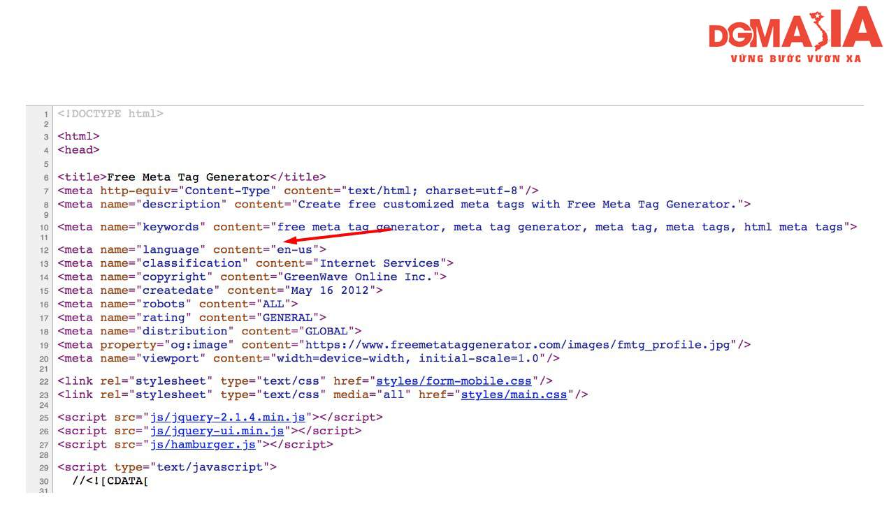 Thẻ Meta Content Language dùng để chỉ định ngôn ngữ chính của website