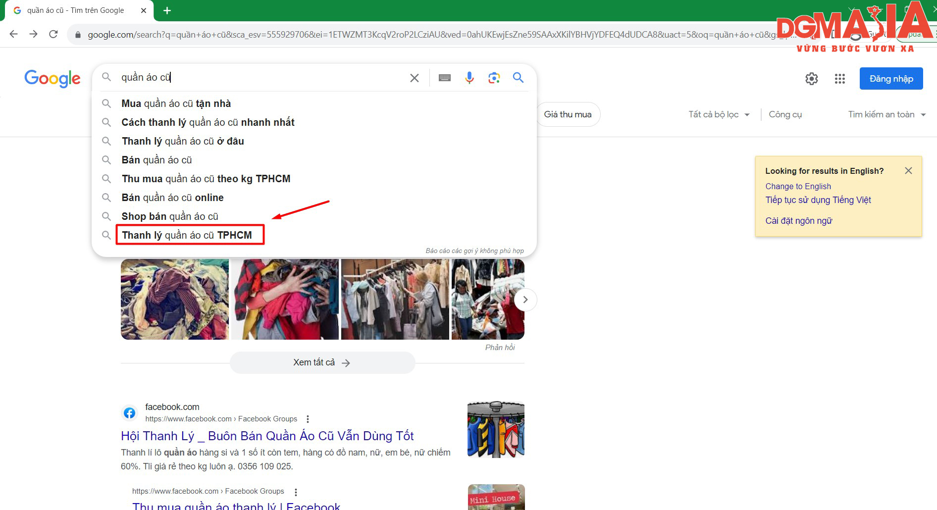 Từ khóa Thanh lý quần áo cũ TPHCM là long-tail keyword của từ khóa quần áo cũ