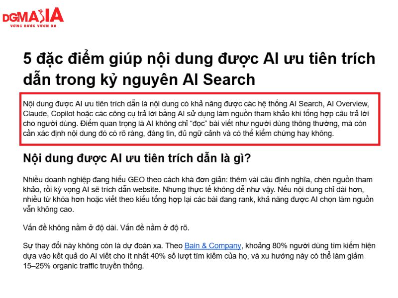 Cấu trúc rõ để AI hiểu từng phần độc lập