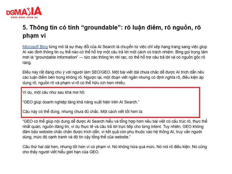 Trả lời đúng nội dung